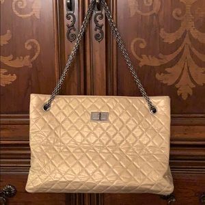 Chanel Light Gold Coated Leather Tote